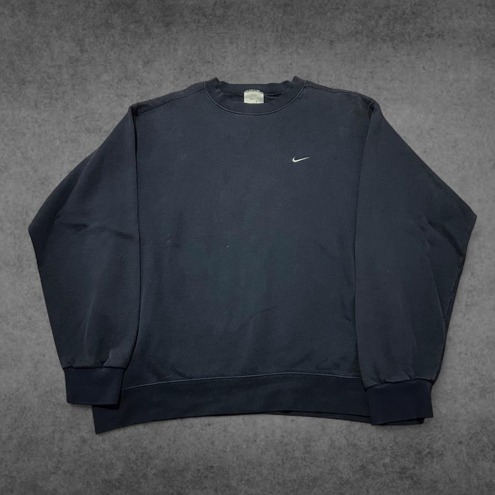 Vintage Nike Grey Tab Crewneck Sweatshirt Navy Blue Y2K Streetwear Mens Large